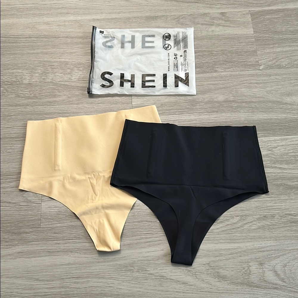 SHEIN High-Waisted Shapewear Set - Black and Cream
